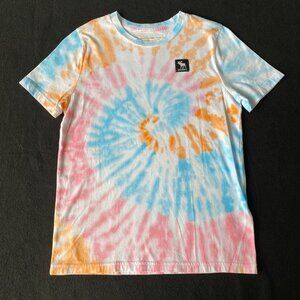 Abercrombie &‎ Fitch tie dye swirl pastel tee T-Shirt moose Logo A&F tee 11/12